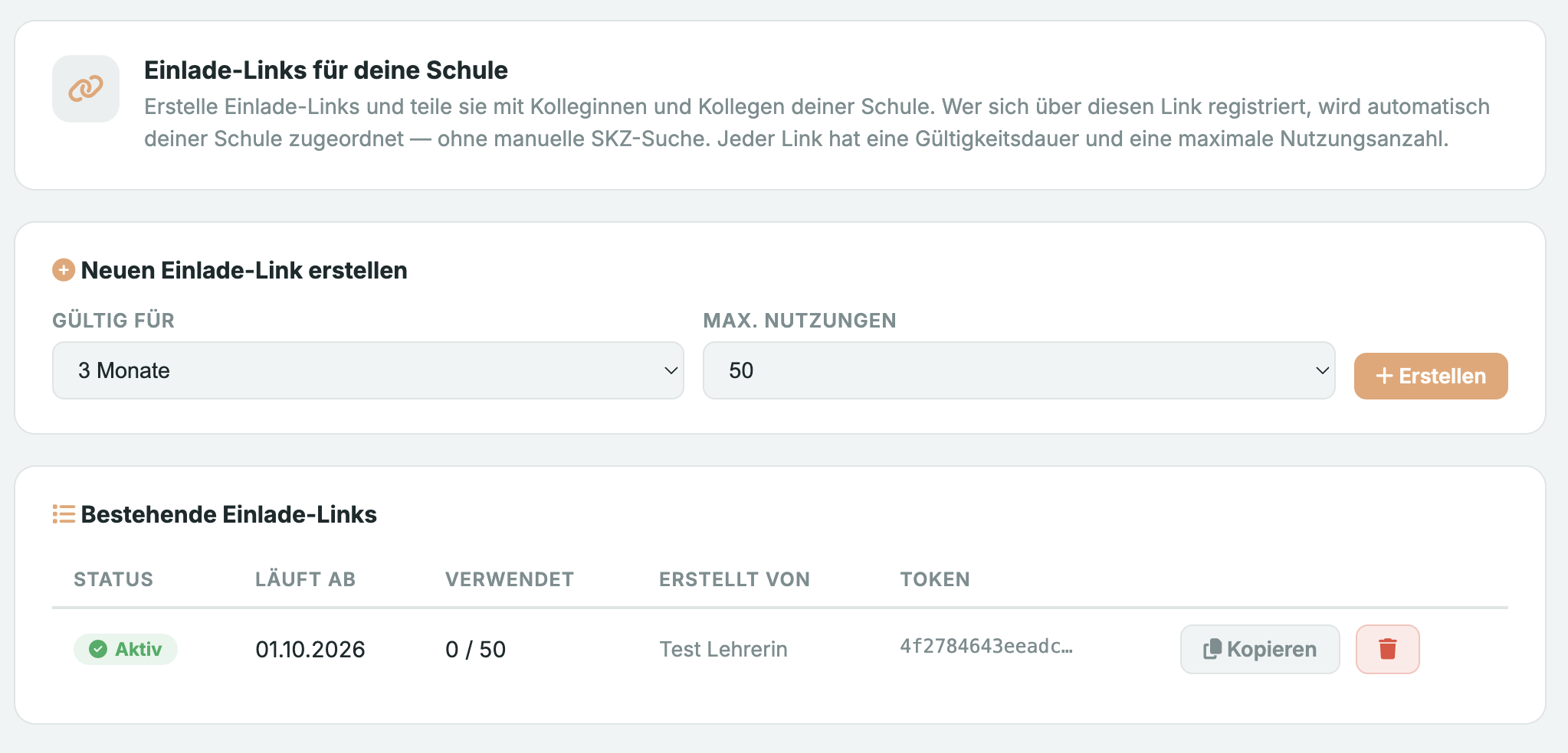Einlade-Link erstellen